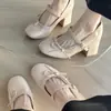 Primer Encuentro con los Nuevos Zapatos Mary Jane de Mujer para la Temporada, de 8 cm de Altura, Color Nude, con Moño, Punta Redonda y Tacón Grueso con Correa Única