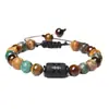 Pulsera de las Doce Constelaciones 8mm Ojo de Tigre Piedra con Imagen Pulsera Hecha a Mano Piedra Natural con Cuentas Pulsera de Constelación con Tarjeta