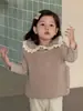 Jaqueta Colete de Pelúcia Infantil 2025 Novo Estilo Coreano Roupas Infantis Roupas de Inverno para Bebê Conjunto Base Forrado com Fleece para Meninas