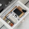 Caja de Almacenamiento Retráctil con Divisores para Cajón con Compartimentos Transparentes Integrados para Cosméticos y Artículos Varios Organizador Pequeño