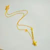 Colar Pequeno Deus da Fortuna Cor Dourada Corrente para Clavícula Elegante Versátil Feminino Novo Estilo Chinês Conjunto de Corrente com Pingente de Deus da Fortuna Moeda de Cobre