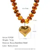 Nuevo Colgante de Corazón de Acero Inoxidable Chapado en Oro 18K Europeo y Americano, Collar con Cuentas de Resina Coloridas Dopamina