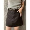 Falda de Cuero MMC Falda para Mujer Sensación de Alta Gama Otoño Nuevo Estilo Coreano Cintura Alta Adelgazante Falda A-line Falda de Cadera Falda