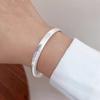 Pulseira feminina de prata esterlina 9999 com anel liso e olho de gato, abertura sólida, pulseira de alta qualidade para namorada, presente de Natal