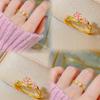 Anillo para Dedos de Flor de Melocotón Estilo Antiguo Primavera Melocotón Borracho Anillo Pequeño Fresco Artístico de Flor Esmalte de Alta Calidad Anillo para Dedos de Comida para Mujeres