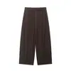 Roupas Femininas 2026 Primavera Nova Moda Cor Sólida Solto Mistura de Linho Calças Bucket Calças Calças Femininas Calças Casuais