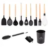 Conjunto Personalizado de Utensílios de Cozinha de Silicone, Ferramentas de Cozinha, Colher de Cozinha Antiaderente com Caixa de Armazenamento, Espátula e Colher, Transfronteiriço