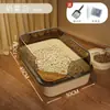 Bandeja de arena para gatos extragrande, semicerrada con lados altos para evitar que la arena se salga y salpique, fácil de limpiar, inodoro para gatos, artículos para mascotas para gatos