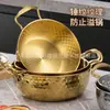 Panela de Ramen de Aço Inoxidável Coreana, Panela de Sopa Martelada Coreana com Tampa, Panela Dourada para Macarrão Instantâneo, Macarrão Caracol, Hot Pot Picante
