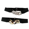 Cinturón Negro Elástico de Nicho Decoración Distintiva Combinación Falda Abrigo Traje Sello de Cintura Elegante Accesorios para Dama Cadena