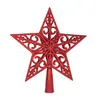 Estrella de cinco puntas para la punta del árbol de Navidad estrella de cinco puntas de plástico hueca con alambre estrella de cinco puntas decoración de estrella de Navidad exclusiva transfronteriza