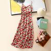 Vestido Camisola de Acetato Shenzhen Escote en V Estampado Rosa Ajustado Traje Adelgazante Interior Falda Larga Vestido Versátil para Mujer