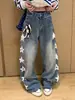 Jeans de pierna recta lavados y desgastados de estilo artístico Harajuku, de moda para hombre, pantalones de pierna ancha retro americanos de primavera