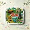 Impresión de Imanes para Refrigerador Estilo Chino de Hangzhou - Set de Souvenir Turístico de Comida y Atracciones del Lago del Oeste