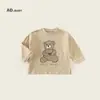Moletom Infantil Primavera Novo Estilo Coreano Desenhos Animados Tops para Crianças Pequenas e Médias, Estilo Confortável e Solto, Camisetas de Manga Longa para Meninos e Meninas