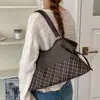 Bolso Tote de Patchwork a Cuadros con Parches de Gamuza Estilo Coreano de Nicho para Mujer 2026 Otoño/Invierno Nuevo Color Block Letras Bolso de Hombro Único
