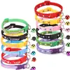 Coleira com guizo para pet, coleira de pescoço, suprimentos para pets de gatos e cães pequenos, coleira para cachorro Teddy, coleira fluorescente com estampa de pata