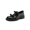 2025 Zapatos de Tacón Grueso con Lazo Estilo New England College Zapatos de Cuero Estilo Japonés JK Mocasines de Charol sin Cordones para Mujer