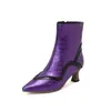 Botas de mujer de tacón alto con punta y bloques de color de moda, talla grande, botines de otoño e invierno 7701