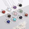 Colgante de Corazón de Delfín de Piedra Natural y Cristal de Venta Caliente Transfronteriza Colgante de Collar para Pareja DIY Accesorios de Joyería Venta al por Mayor