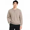 Estilo Old Money para Hombre Sencillo Top de Punto con Cuello Henley Ribete en Contraste Manga Larga Ropa para Hombre Transfronteriza Top Base para el Trabajo Hombre