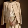 Elegante chaqueta de lana con hilo dorado estilo Chanel, tweed elegante ropa de mujer, nuevo top corto para otoño 2026