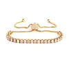Pulsera de Tenis Ajustable de Acero Inoxidable 316 Más Vendida de Amazon con Circonita en Forma de Corazón Cuadrado en Color Champagne, Accesorio Versátil