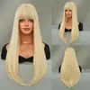 Amazon transfronterizo nuevo peluca de moda europea y americana con flequillo ordenado peluca larga recta peluca de cabeza completa fabricantes en stock