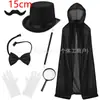 Conjunto Temático Clássico de Mágico Lincoln Chapéu Alto e Capa 15cm de Altura Conjunto Completo para Festa Cosplay Performance de Palco