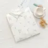 Camisa de Gaze de Algodão Dupla Camada para Mulheres, Manga Longa, Estilo Artístico Fresco, Estampada, Top Básico de Alta Qualidade para Exportação
