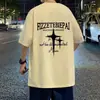 Camiseta de Manga Curta para Homem, Marca da Moda, Verão, Caimento Solto, Manga 3/4, Novo Estilo 2025, Moda de Celebridade da Internet, Top Simples Estampado