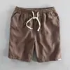 Nuevos Pantalones Cortos Finos de Verano para Hombre Estilo Coreano Sueltos Caqui Casual Transpirables Deportivos Algodón y Lino Rectos de Cinco Cuartos