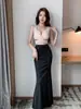 Vestido Sexy de Mujer para Discoteca, Falda Larga, Vestido de Noche Femenino con Abertura, Ropa de Trabajo de Alta Gama para Técnico