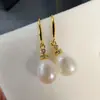 Brincos de Pérola de Água Doce Naturais com Ganchos, Estilo Popular, Conjunto de Colar e Brincos com Fecho Universal, com Pérolas Grandes de 10-12mm