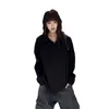 Moletom casual básico estiloso estilo americano com gola polo e mangas compridas para homens e mulheres, peça de vestir pulôver solta e versátil para primavera e outono, modelo novo