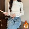 Top de Manga Larga Cálido de Color Sólido Estilo Coreano 2026 Nuevo Ajuste Delgado Camiseta Básica Adelgazante Moda para Mujer