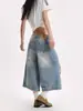 Shorts Jeans Rasgado Estilo Retro Americano Plus Size Feminino Perna Larga High-End Solto Modelador Hot Girl Estilo de Rua Calça Cropped