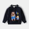 Suéter de manga larga con forro polar para niños, otoño e invierno, cuello redondo, informal, cómodo, con estampado de dibujos animados