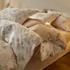 Nuevo juego de ropa de cama de cuatro piezas de algodón cepillado 2026 nuevo juego de cama de algodón puro funda de edredón estampada juego de ropa de cama de tres piezas