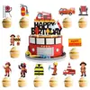 Banderines de decoración de cumpleaños para bomberos transfronterizos, mini toppers de camión de bomberos para pastel de cumpleaños, suministros para fiestas