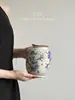 Porcelana Azul y Blanca Cerámica Retro Adornos de Jarrón Sala de Estar Arreglo Floral Tarro de Cerámica Lujo Accesible Decoración Estilo Chino Nuevo Flores