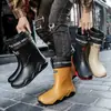 Botas de lluvia para hombre antideslizantes impermeables zapatos de moda para exteriores de caña alta botas de agua cálidas de caña corta zapatos de goma venta al por mayor transfronteriza hombres