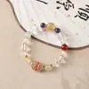 Pulsera de Cristal Blanco Dulce Puro de Buena Suerte Fresca y Elegante para Muñeca de Mujer Pulsera de Círculo Cuadrado Dorado Simple Venta al por Mayor
