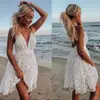 Transfronterizo 2022 primavera y verano Europa y Estados Unidos nuevo Europa y Estados Unidos comercio exterior temperamento falda de encaje vestido de cuello en V sin espalda mujer