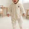 Mono de franela para bebé de otoño e invierno, abrigo de algodón cálido, ropa de algodón para niños y niñas, prenda exterior con capucha, traje para gatear