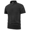 2026 Novo Estilo Zíper Meio Curto Manga Curta Masculino Alta Elasticidade Profissional Secagem Rápida Roupa Corrida Fitness Roupa Camiseta Esportiva Casual Masculina