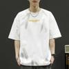 Camiseta de Algodón Puro de Manga Corta para Niños Talla Grande de Verano Marca de Moda Holgada Marca de Moda Holgada Combinación Versátil Manga Corta Cuello Redondo Mangas de Media Longitud de Moda