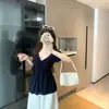 Camiseta de Moda Estilo Coreano con Cuello en V, Pliegues Retorcidos, Manga Corta para Mujer, Nueva Llegada de Verano, Adelgazante, Top Versátil para Chica Popular
