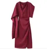 Vestido midi de capas sexy de satén de seda popular para fiesta de mujeres europeo y americano AliExpress