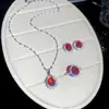 Aretes Anillo Ovalado de Zirconia Collar para Mujer Personalizado Exquisito Moda Cadena para Clavícula Set de Joyería de Lujo Ligero Gama Alta